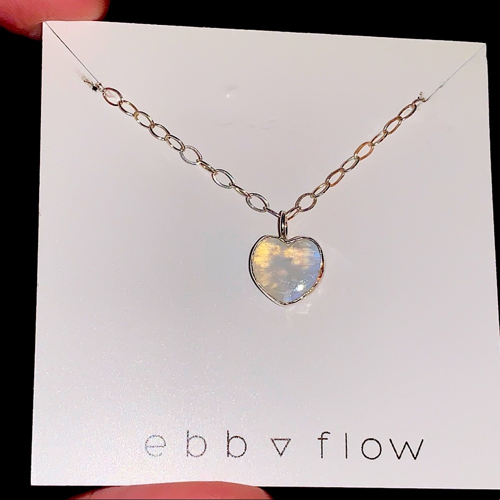 Silver heart moonstone necklace